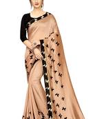 Golden printed linen saree with blouse
