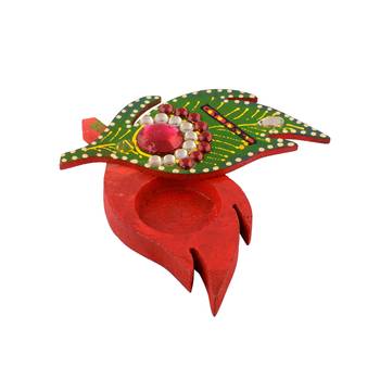 Leaf Design Colorful Wooden Chopra 1