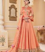 Peach embroidered silk salwar