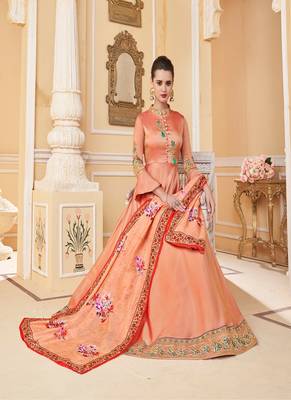 Peach embroidered silk salwar 2