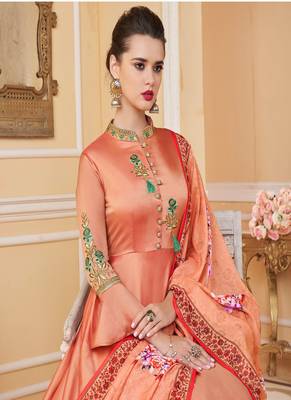 Peach embroidered silk salwar 3