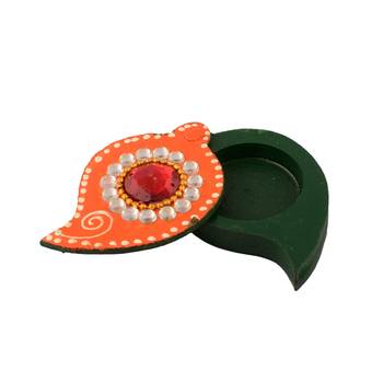 Multiutility Decorative Orange and Green Wooden Chopra 1