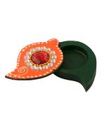 Multiutility Decorative Orange and Green Wooden Chopra