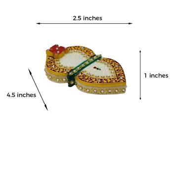 Stone Studded Marble Chopra - Leaf Design 3