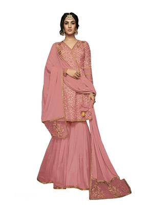 Peach Embroidered Net Salwar 1