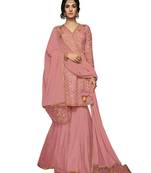 Peach Embroidered Net Salwar