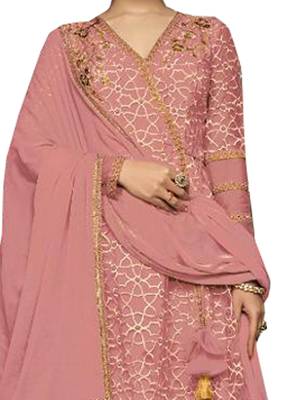Peach Embroidered Net Salwar 2