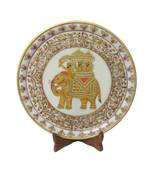 Ambabari Elephant Etched Marble Plate