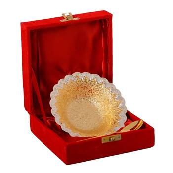 German Silver Multiutility Round Decorative Platter with Velvet Box 4