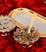 German Silver Multiutility Floral Shape Decorative Platter with Velvet Box