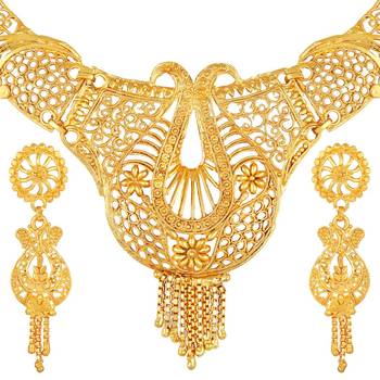 Asmitta Traditional 1 Gram Gold Plated Choker Necklace Set For Women 3