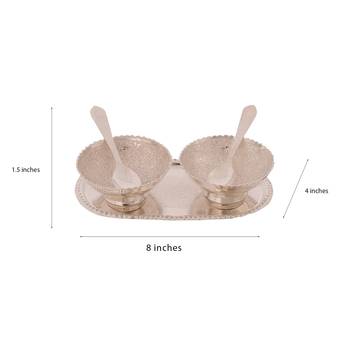 German Silver Multiutility Decorative Platter 2 Bowl Set with Velvet Box 3