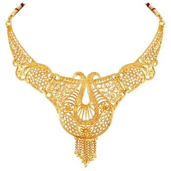 Asmitta Traditional 1 Gram Gold Plated Choker Necklace Set For Women 4