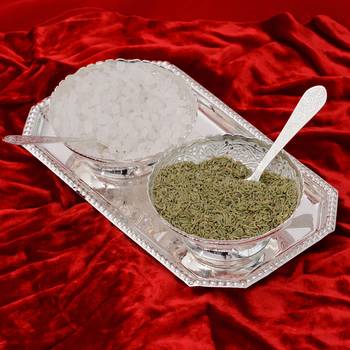German Silver Multiutility Decorative Platter 2 Silver Bowl Set with Velvet Box 1