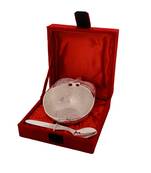 German Silver Multiutility Decorative Platter 1 Bowl Set with Velvet Box