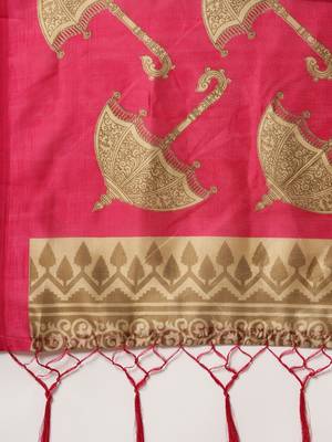 White printed art silk saree with blouse 4