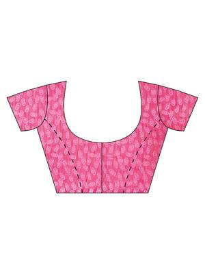 Pink printed faux georgette saree with blouse 2