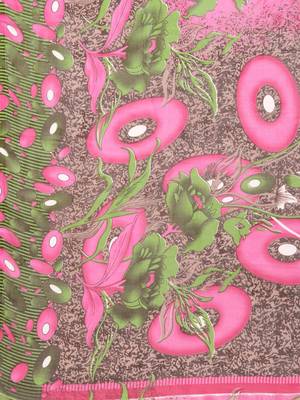 Pink printed faux georgette saree with blouse 3