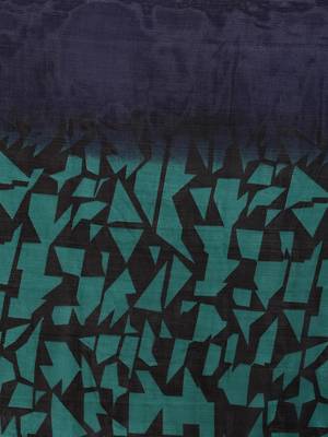 Blue printed faux georgette saree with blouse 4