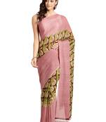 Brown printed faux georgette saree with blouse