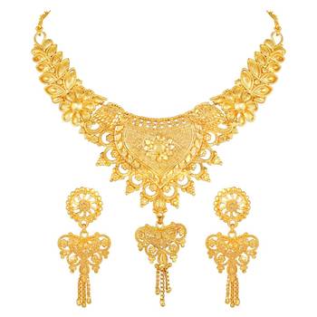 Asmitta Traditional 1 Gram Gold Plated Choker Necklace Set For Women 2