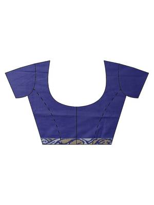 Blue printed faux georgette saree with blouse 3