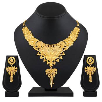 Asmitta Traditional 1 Gram Gold Plated Choker Necklace Set For Women 3