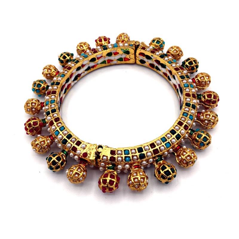 Multicolor meenakari Gold Plated Brass Hand Made Jadau Kundan Meena Traditional Bangle for Women