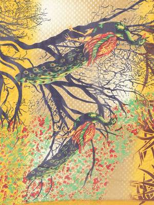 Yellow printed faux georgette saree with blouse 4