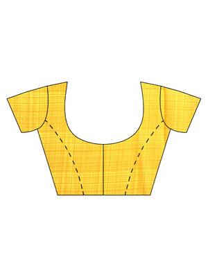 Yellow printed faux georgette saree with blouse 3