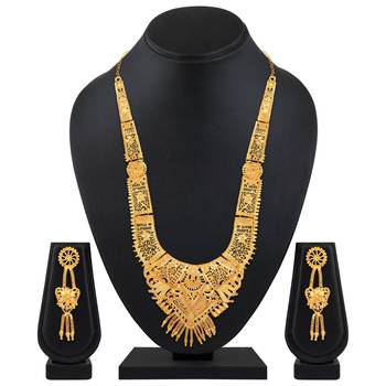 Asmitta Traditional 1 Gram Gold Plated Long Necklace Set For Women 4