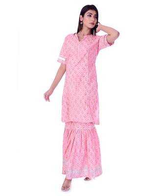pink plain cotton kurta sets 4