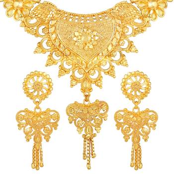 Asmitta Traditional 1 Gram Gold Plated Long Necklace Set For Women 5