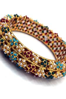 Multicolor Meenakari Gold Plated Brass Hand Made Jadau Kundan Meena Traditional Bangle For Women And Girls