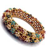Multicolor Meenakari Gold Plated Brass Hand Made Jadau Kundan Meena Traditional Bangle For Women And Girls