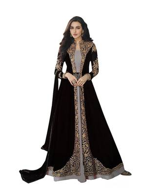 Grey Embroidered Georgette Salwar 1