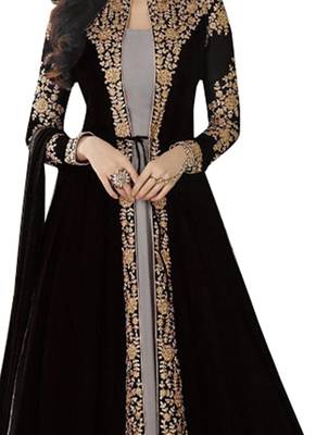 Grey Embroidered Georgette Salwar 2