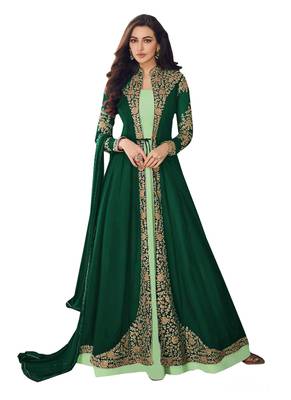 Green Embroidered Georgette Salwar 1