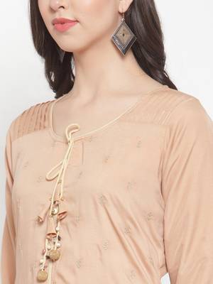 Beige embroidered silk ethnic-kurtis 5