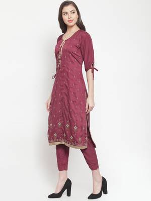 Purple embroidered silk ethnic-kurtis 2
