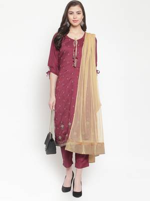 Purple embroidered silk ethnic-kurtis 4