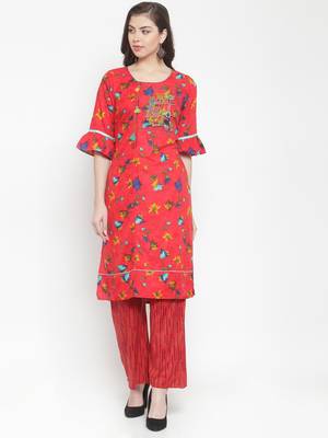 Red embroidered rayon ethnic-kurtis 1