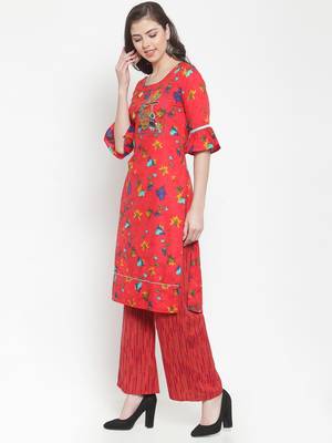 Red embroidered rayon ethnic-kurtis 2