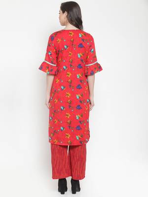 Red embroidered rayon ethnic-kurtis 3
