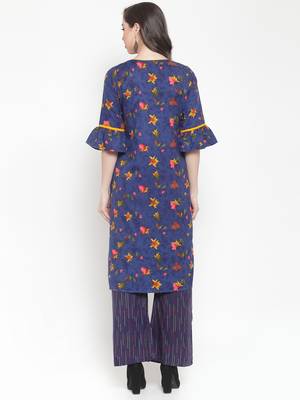 Blue embroidered rayon ethnic-kurtis 3