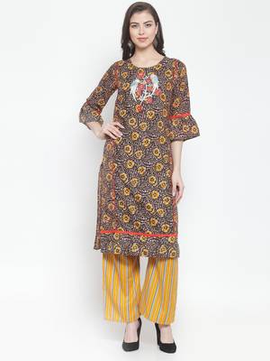 Black embroidered rayon ethnic-kurtis 1