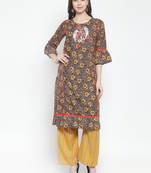 Black embroidered rayon ethnic-kurtis