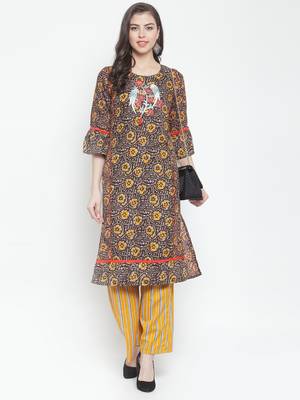 Black embroidered rayon ethnic-kurtis 4