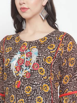 Black embroidered rayon ethnic-kurtis 5
