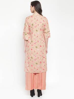 Beige embroidered rayon ethnic-kurtis 3